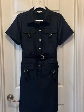 calvin klein blue dress gold zipper NWT Size 8 Calvin Klein Teal Blue Cutout Fitted Dress